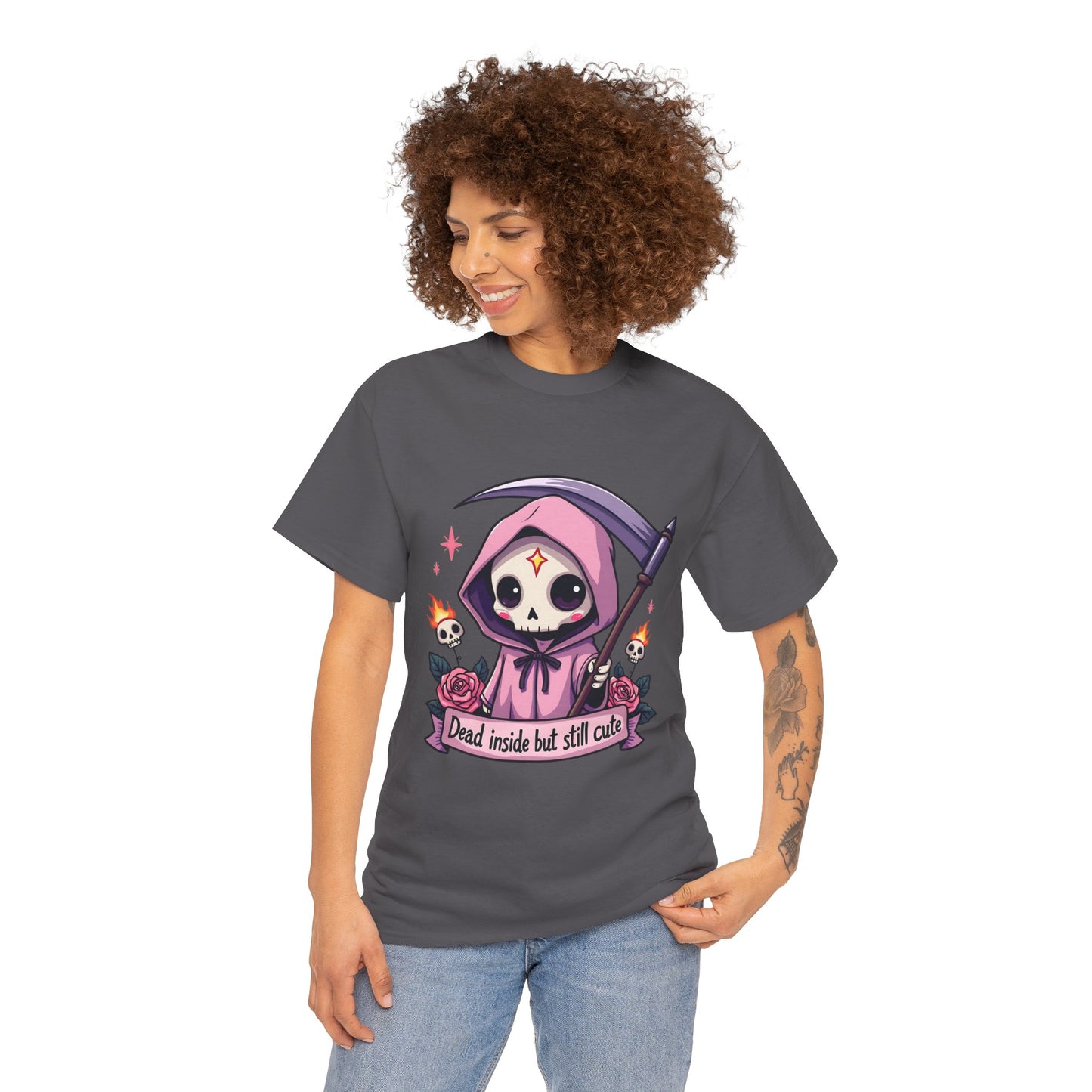 Dead Inside But Still Cute, Little Grim Design - Unisex Heavy Cotton Tee