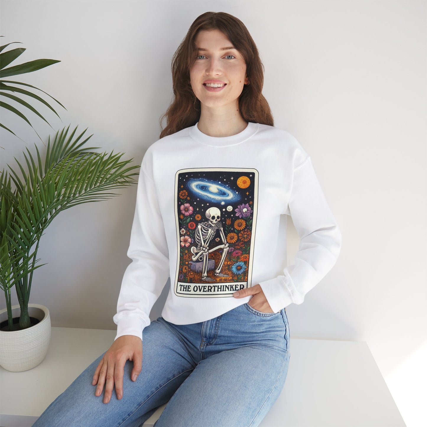 The Overthinker Skeleton Tarot Card - Sweatshirt