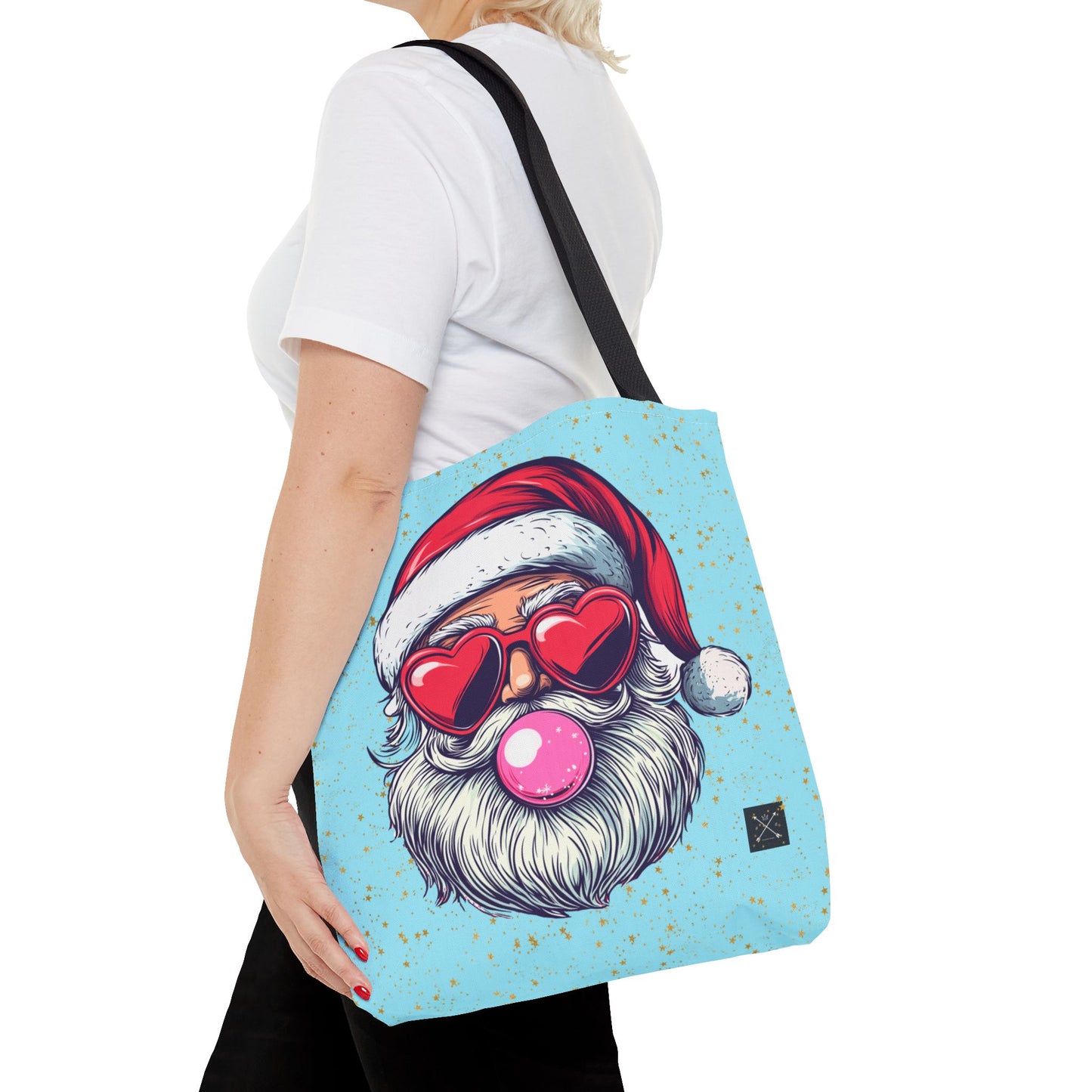 Retro Bubblegum Santa (light blue) - Tote Bag (AOP)