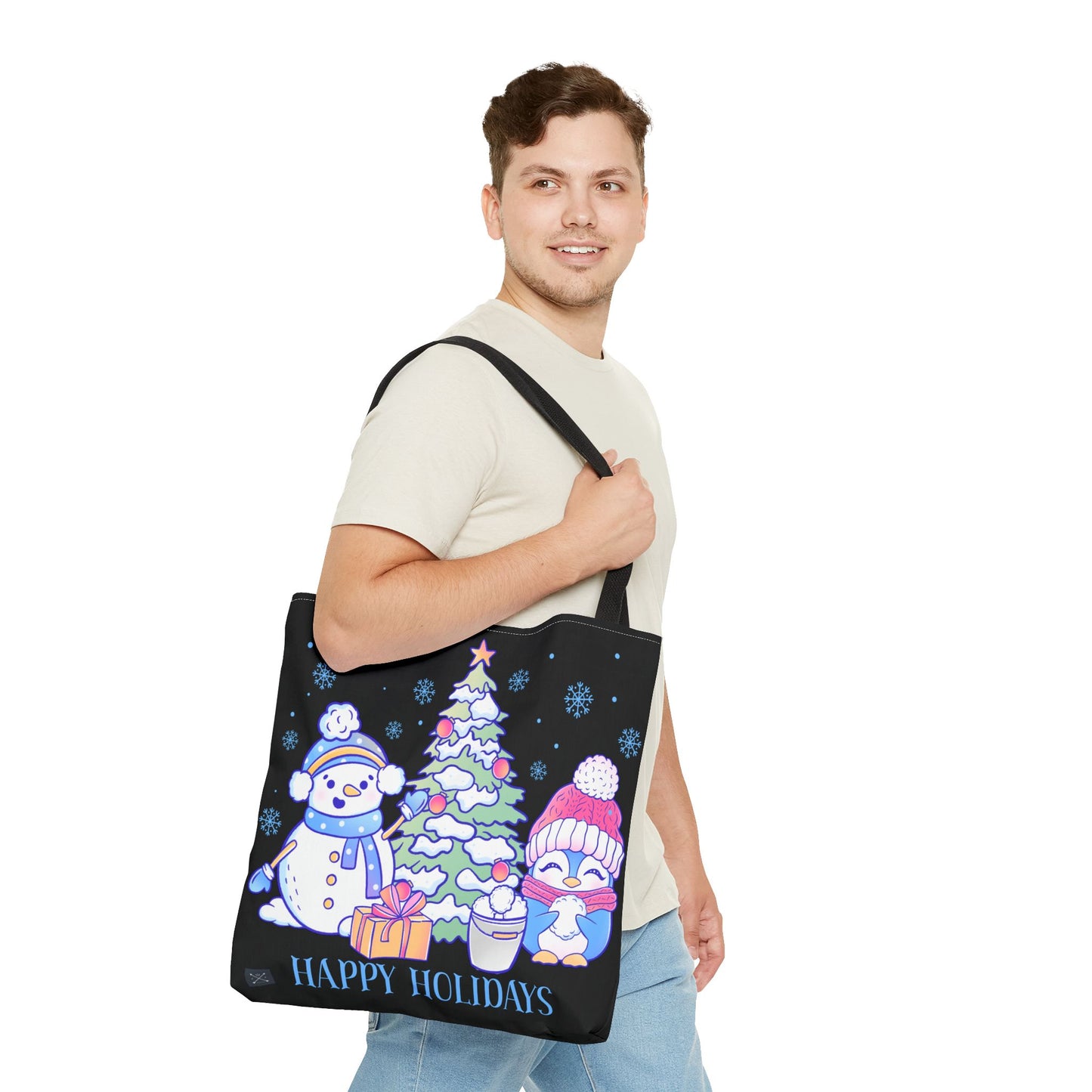 Happy Holidays Christmas Buddies - (black) Tote Bag