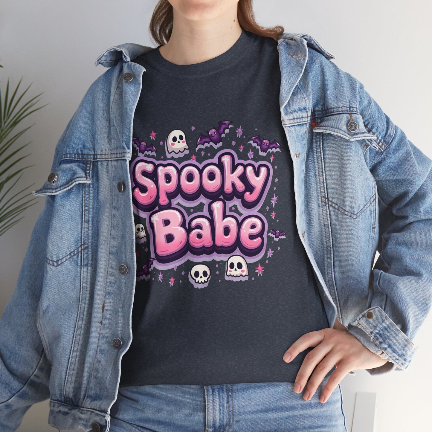 Spooky Babe Bats and Ghosts Design - Unisex Heavy Cotton Tee