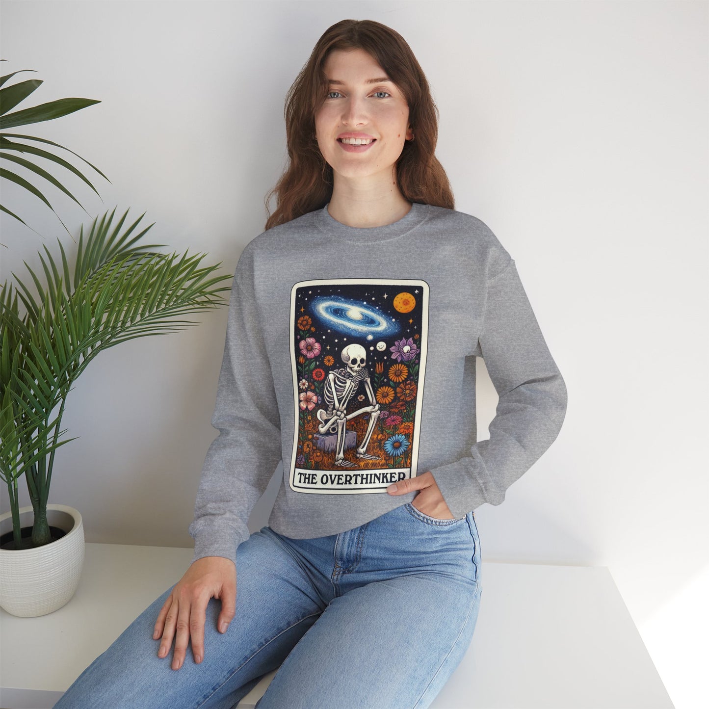 The Overthinker Skeleton Tarot Card - Sweatshirt