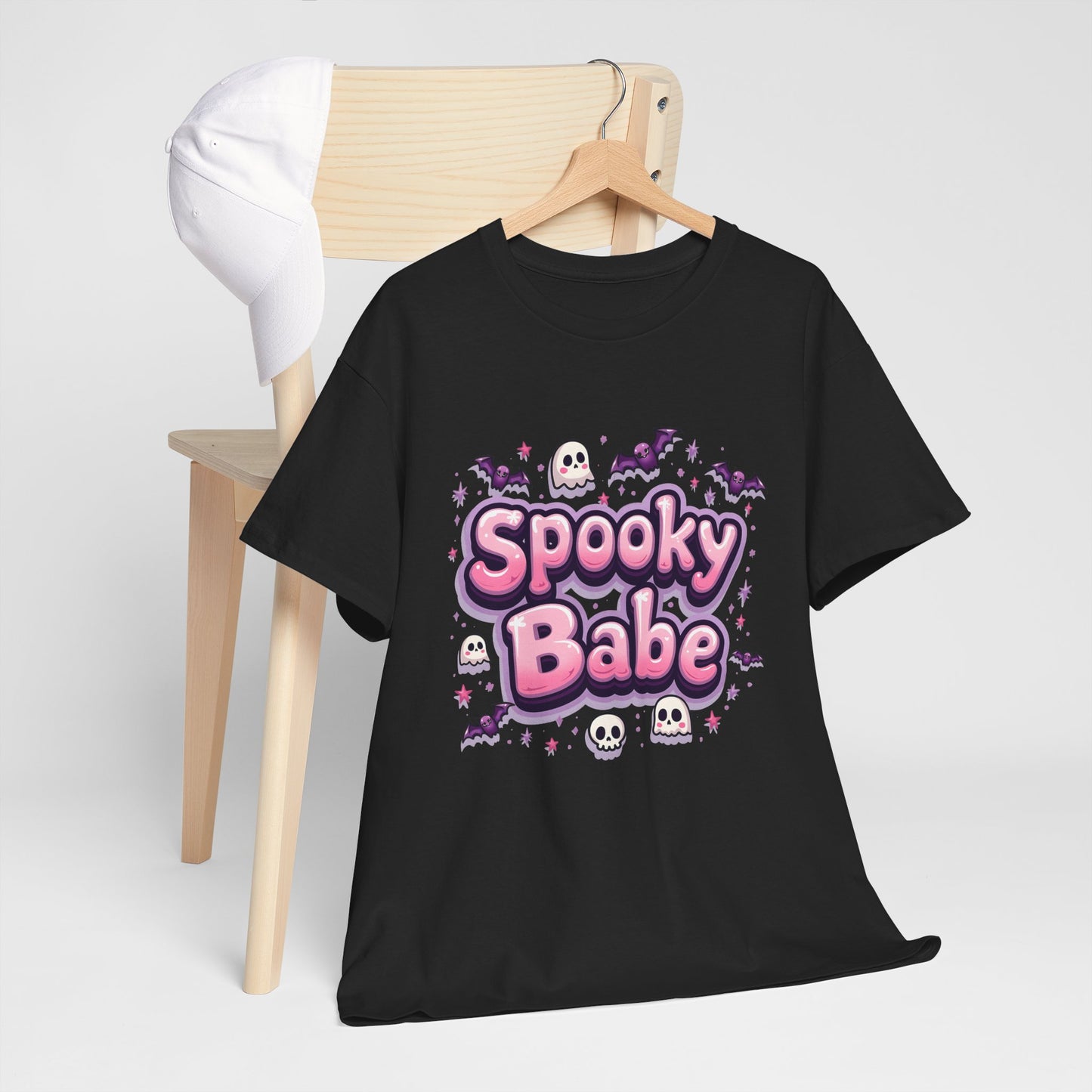 Spooky Babe Bats and Ghosts Design - Unisex Heavy Cotton Tee