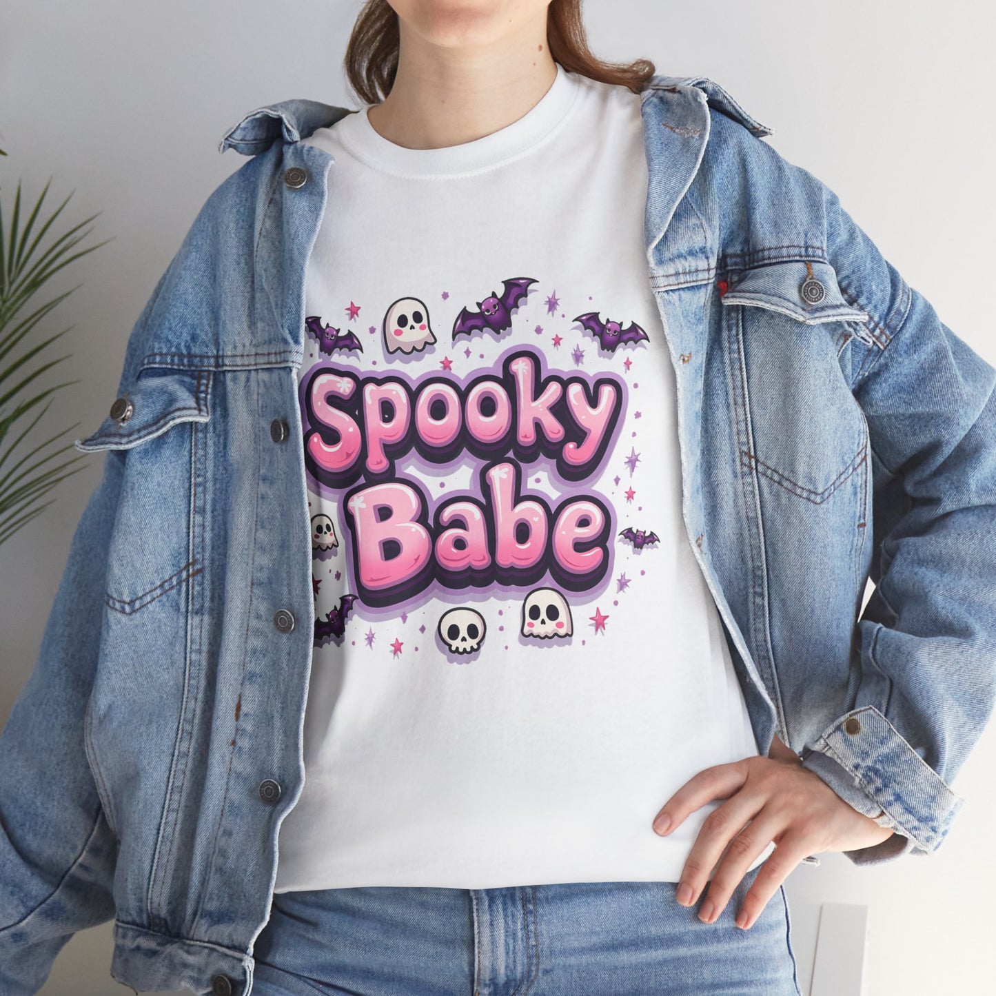 Spooky Babe Bats and Ghosts Design - Unisex Heavy Cotton Tee