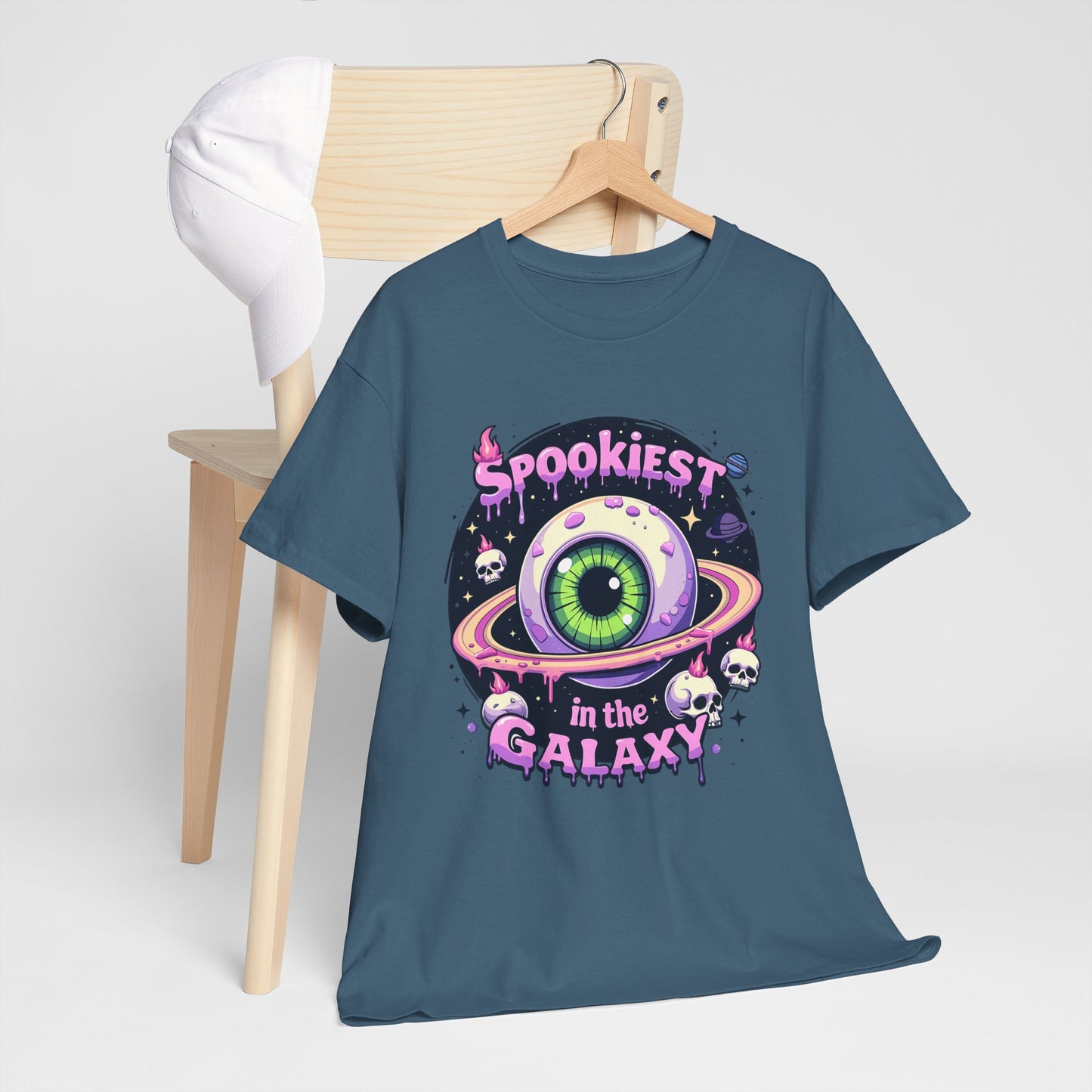 Spookiest in the Galaxy, Eyeball Planet and Skulls Design - Unisex T-shirt