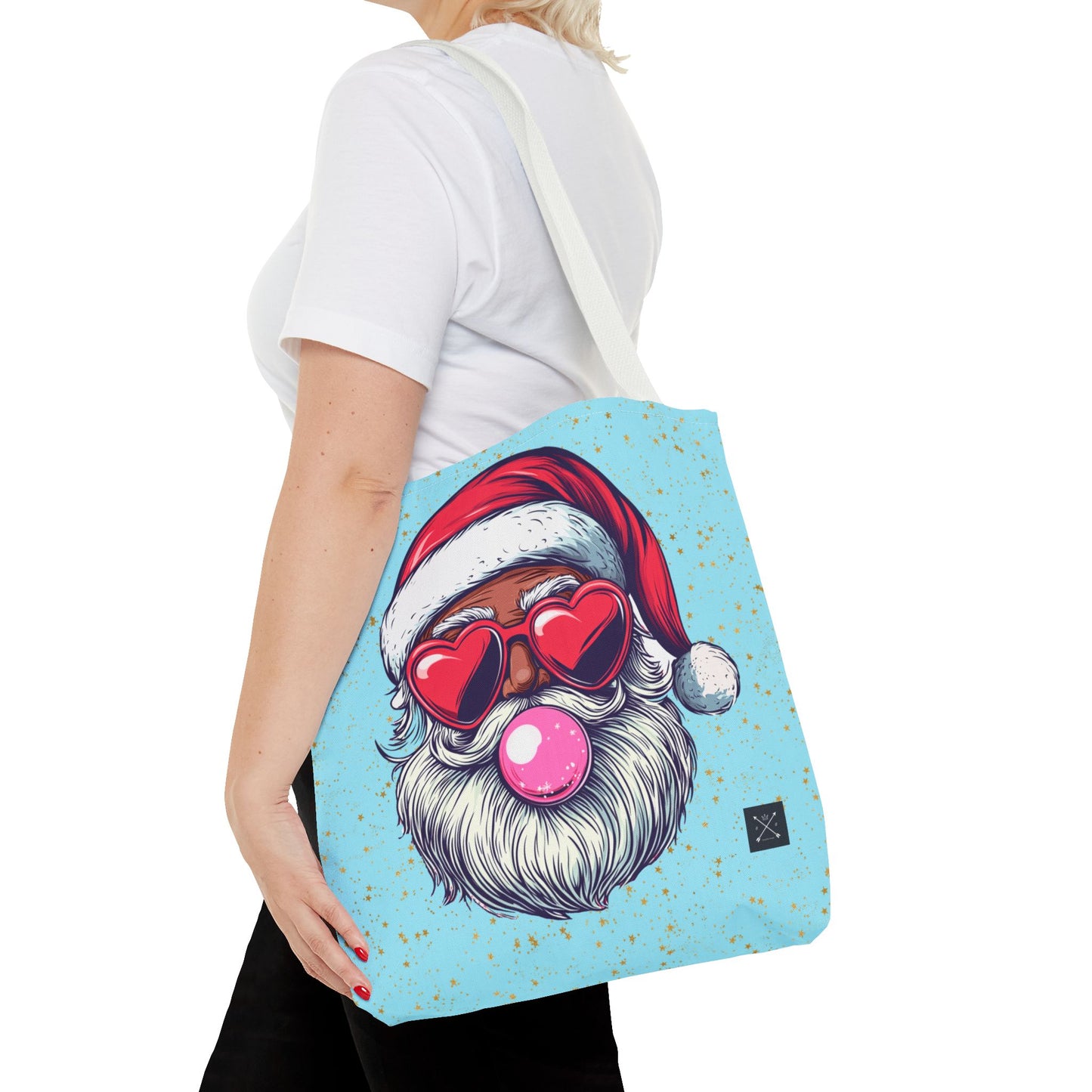 Retro Bubblegum Black Santa (light blue) - Tote Bag (AOP)