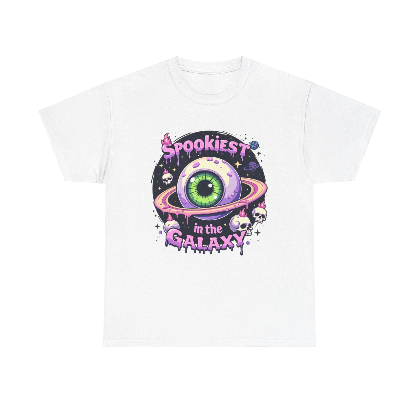 Spookiest in the Galaxy, Eyeball Planet and Skulls Design - Unisex T-shirt