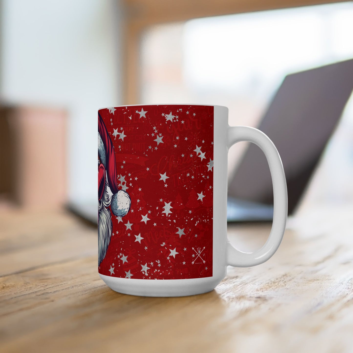 Retro Bubblegum Santa (black) - Ceramic Mug, (11oz, 15oz)