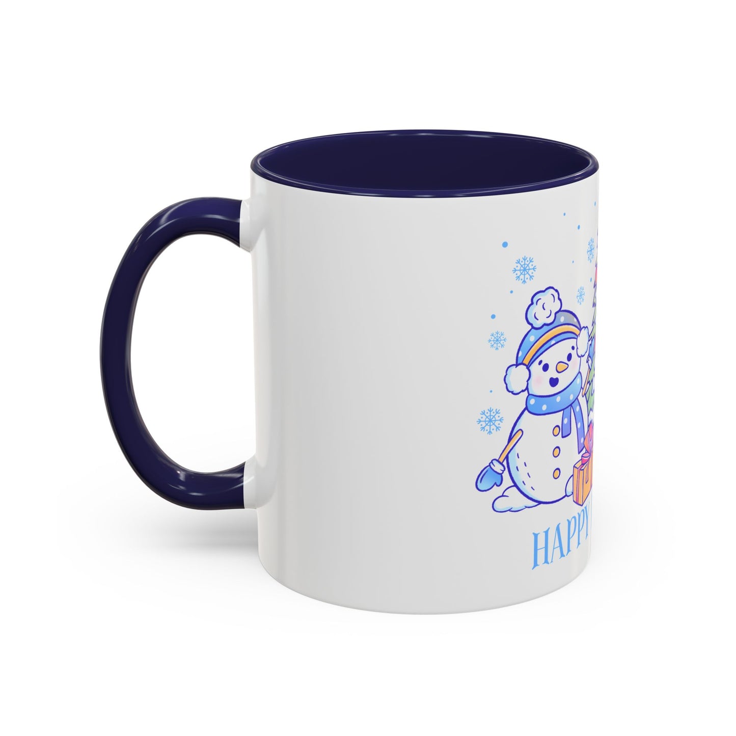 Happy Holidays (snowman and penguin) - Accent Coffee Mug (11, 15oz)