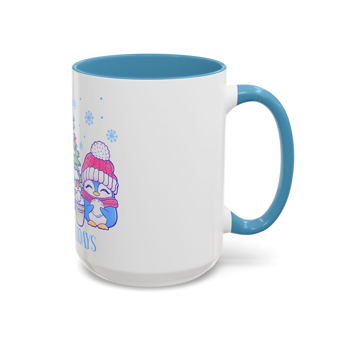 Happy Holidays (snowman and penguin) - Accent Coffee Mug (11, 15oz)