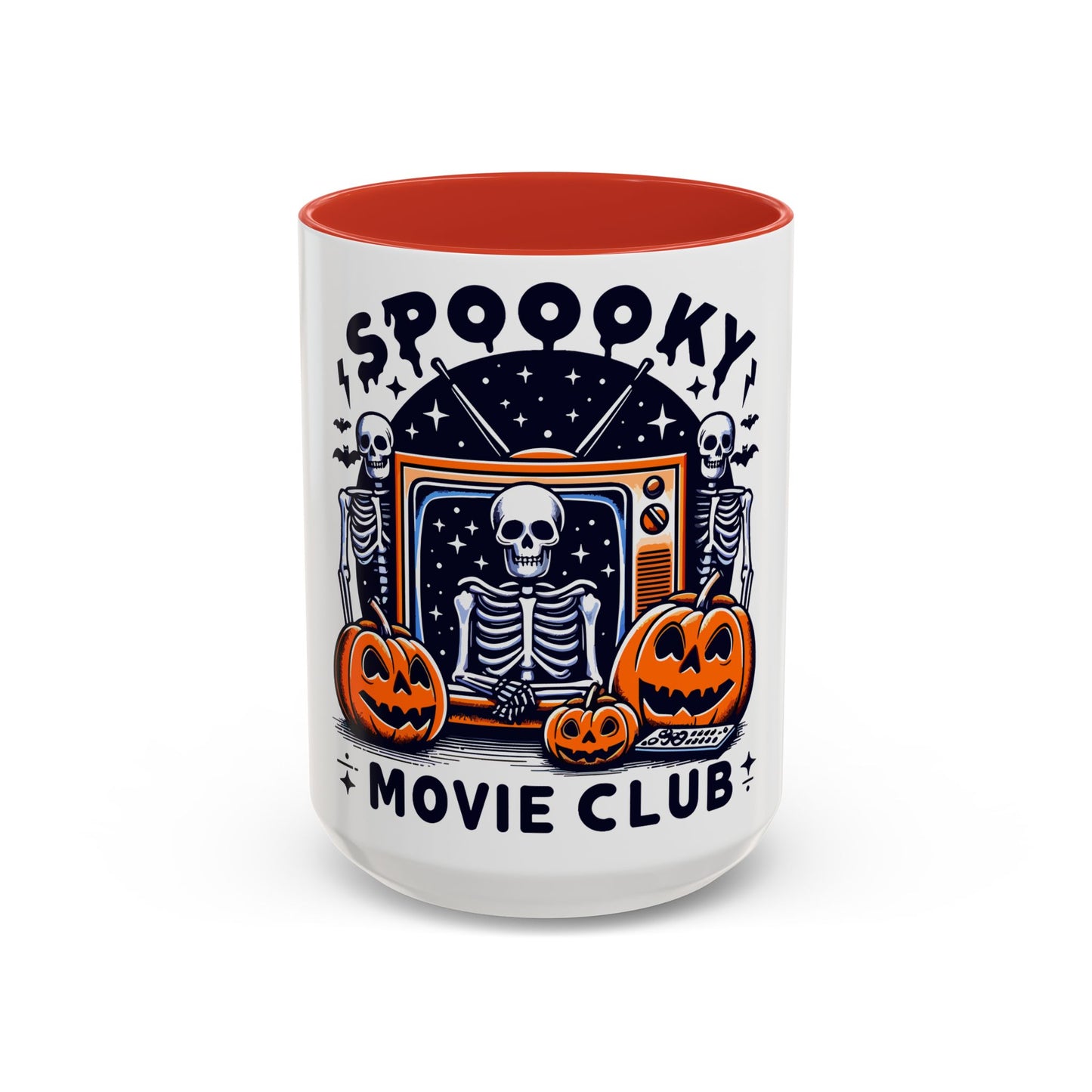 Spooky Movie Club Skeletons - Color Accent Coffee Mug