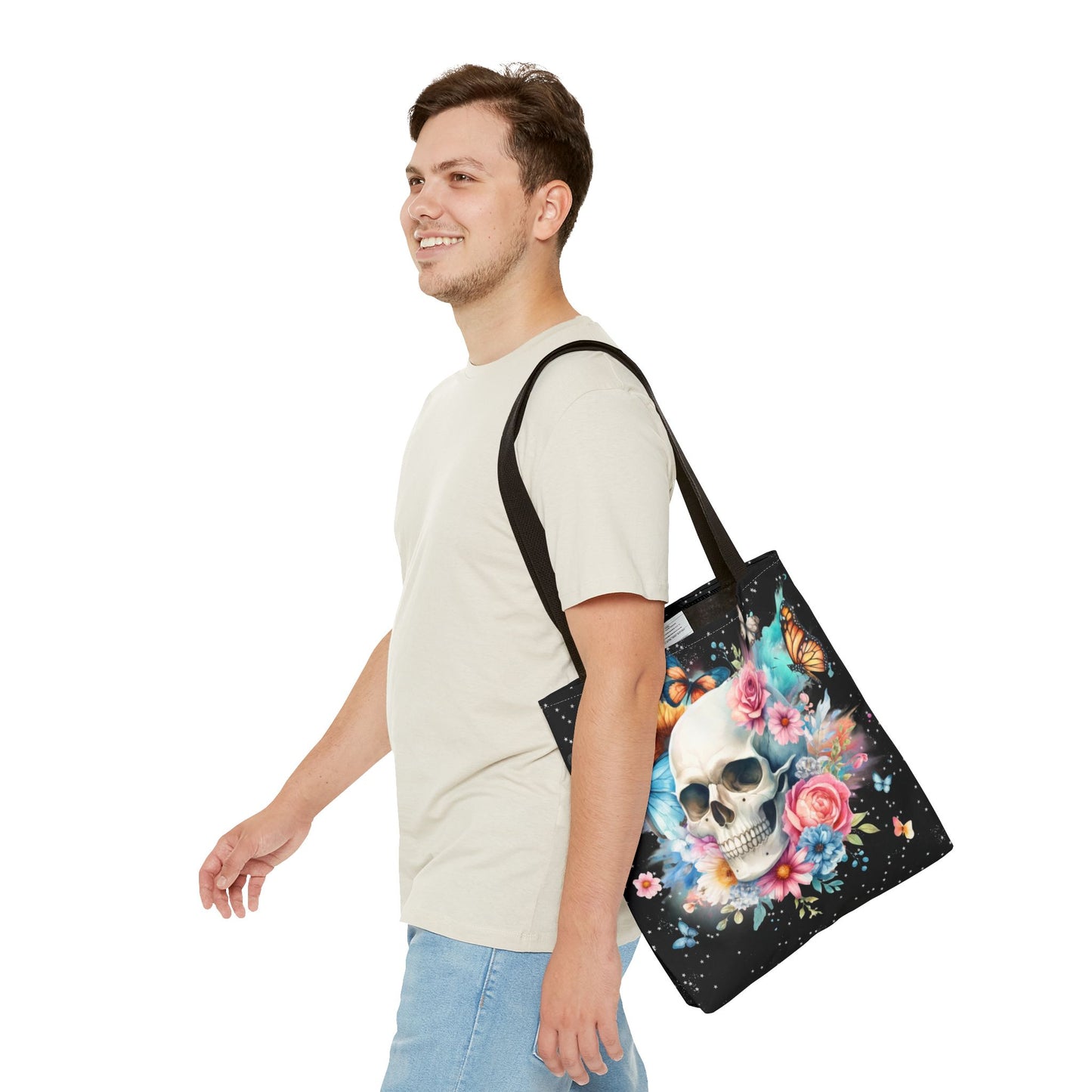 Watercolor Skull and Butterflies - Tote Bag (AOP)