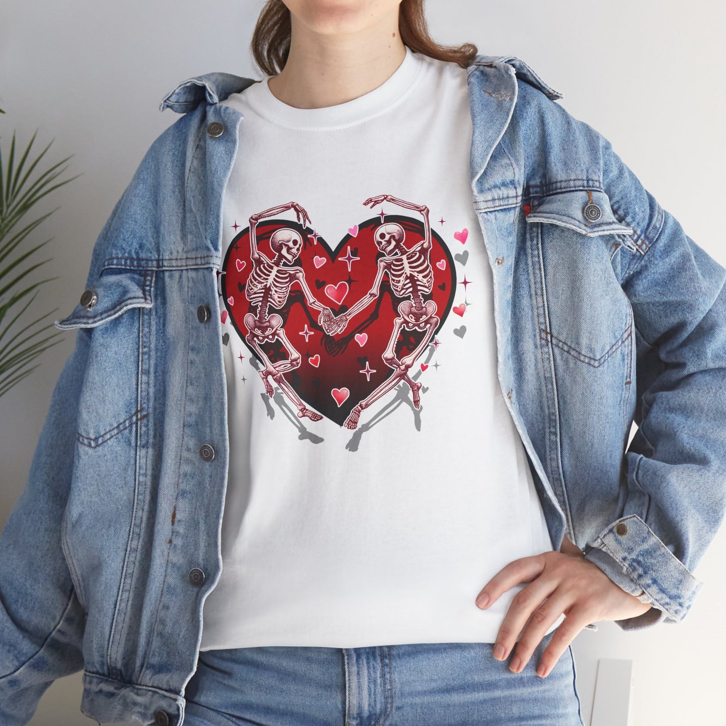 Skeleton Lovers Heart Graphic - Unisex Heavy Cotton T-shirt