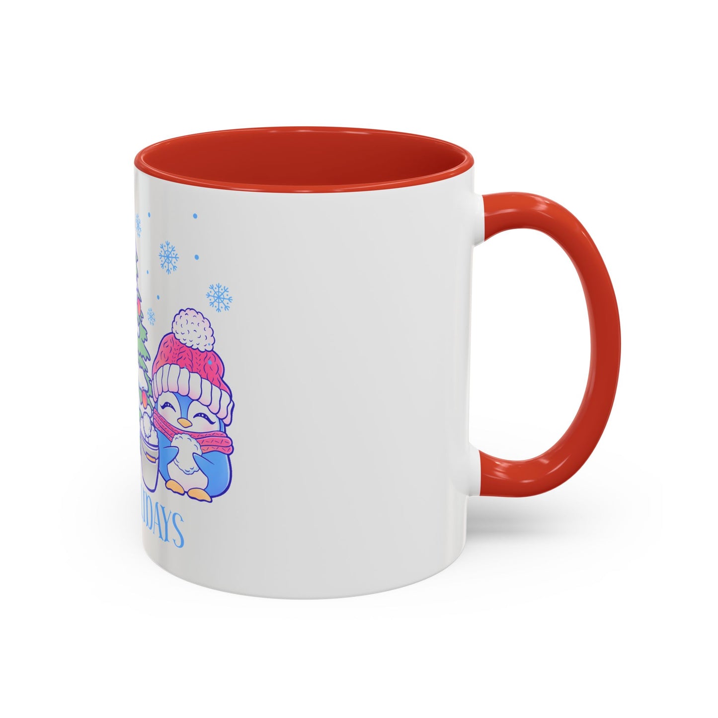 Happy Holidays (snowman and penguin) - Accent Coffee Mug (11, 15oz)