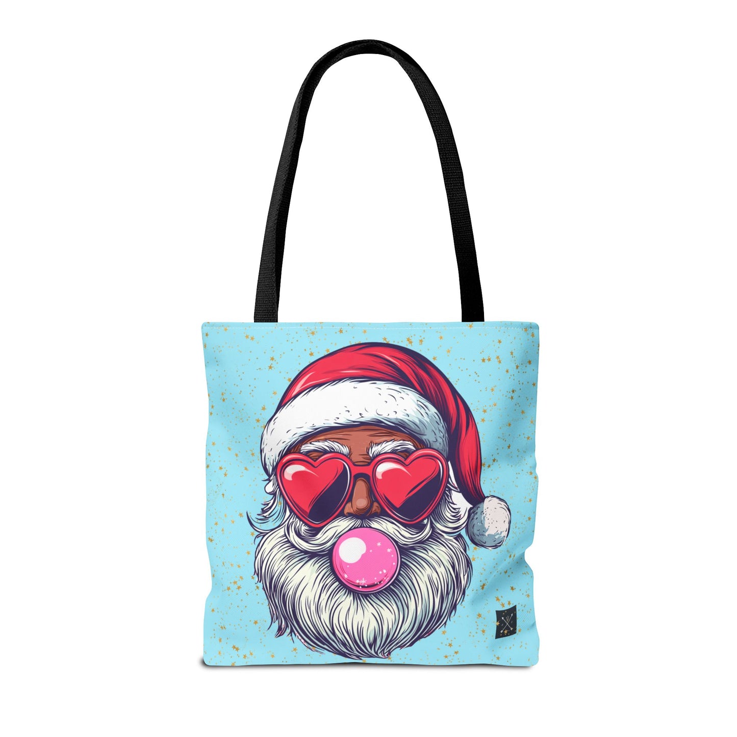 Retro Bubblegum Black Santa (light blue) - Tote Bag (AOP)