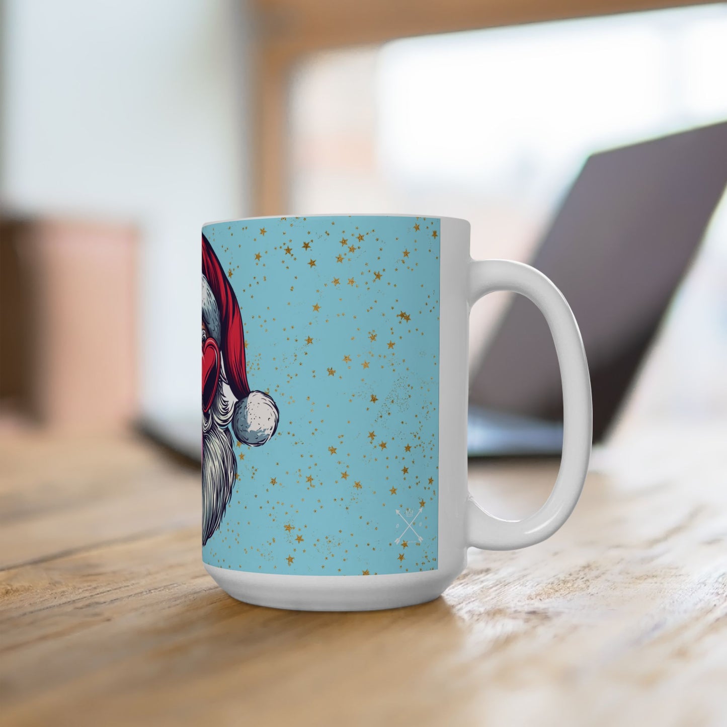 Retro Bubblegum Santa (light blue) - Ceramic Mug, (11oz, 15oz)