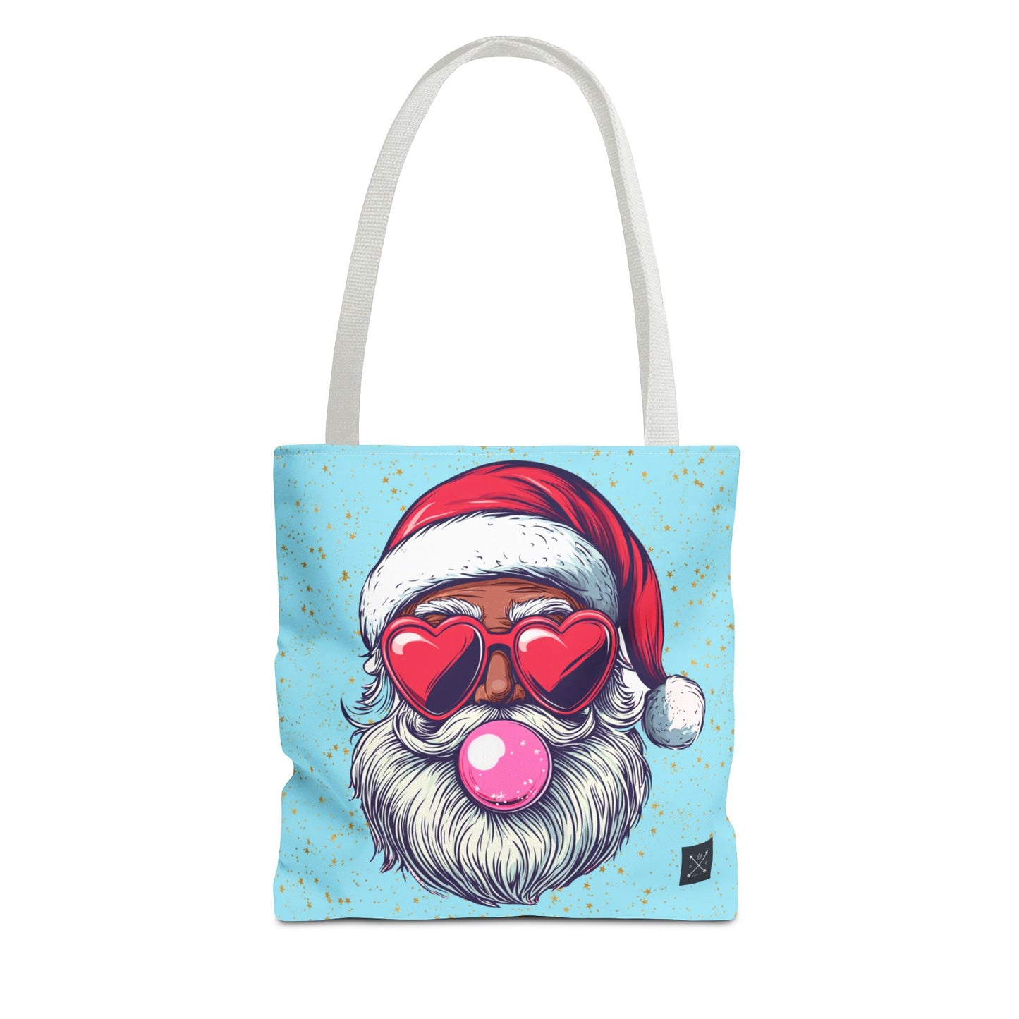 Retro Bubblegum Black Santa (light blue) - Tote Bag (AOP)