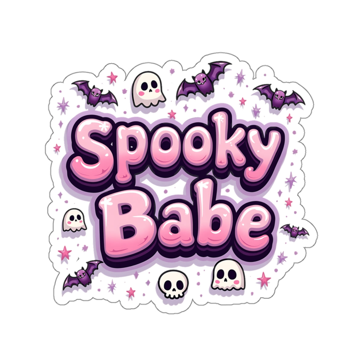 Pink Spooky Babe - Halloween Kiss-cut Stickers