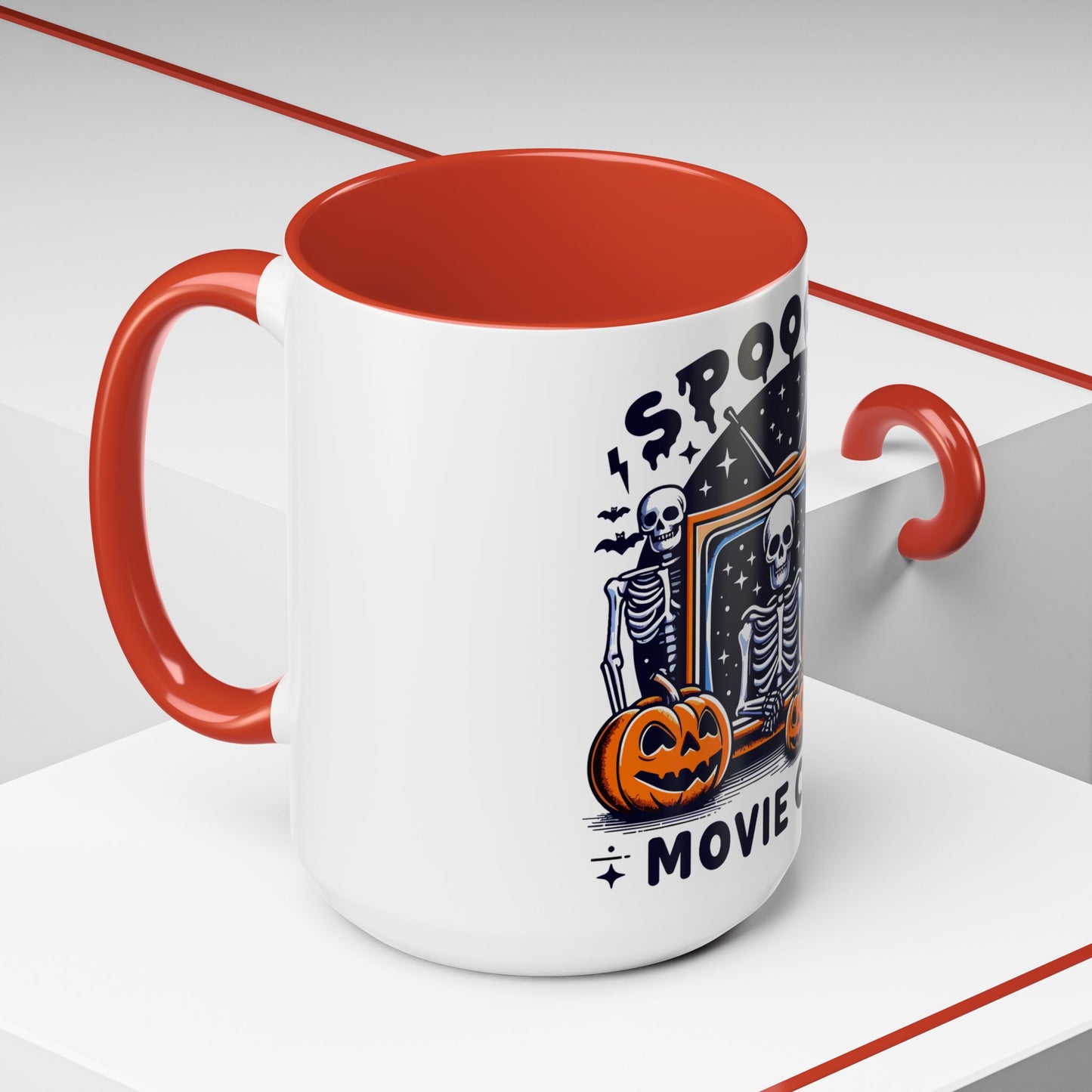 Spooky Movie Club Skeletons - Color Accent Coffee Mug