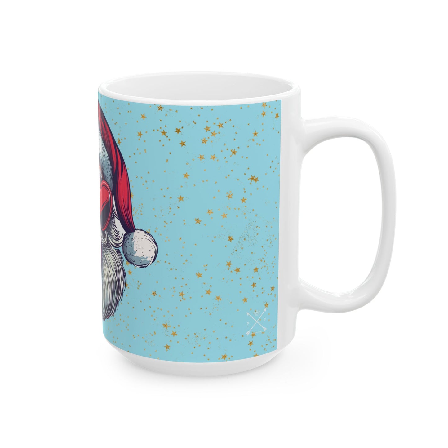 Retro Bubblegum Santa (light blue) - Ceramic Mug, (11oz, 15oz)