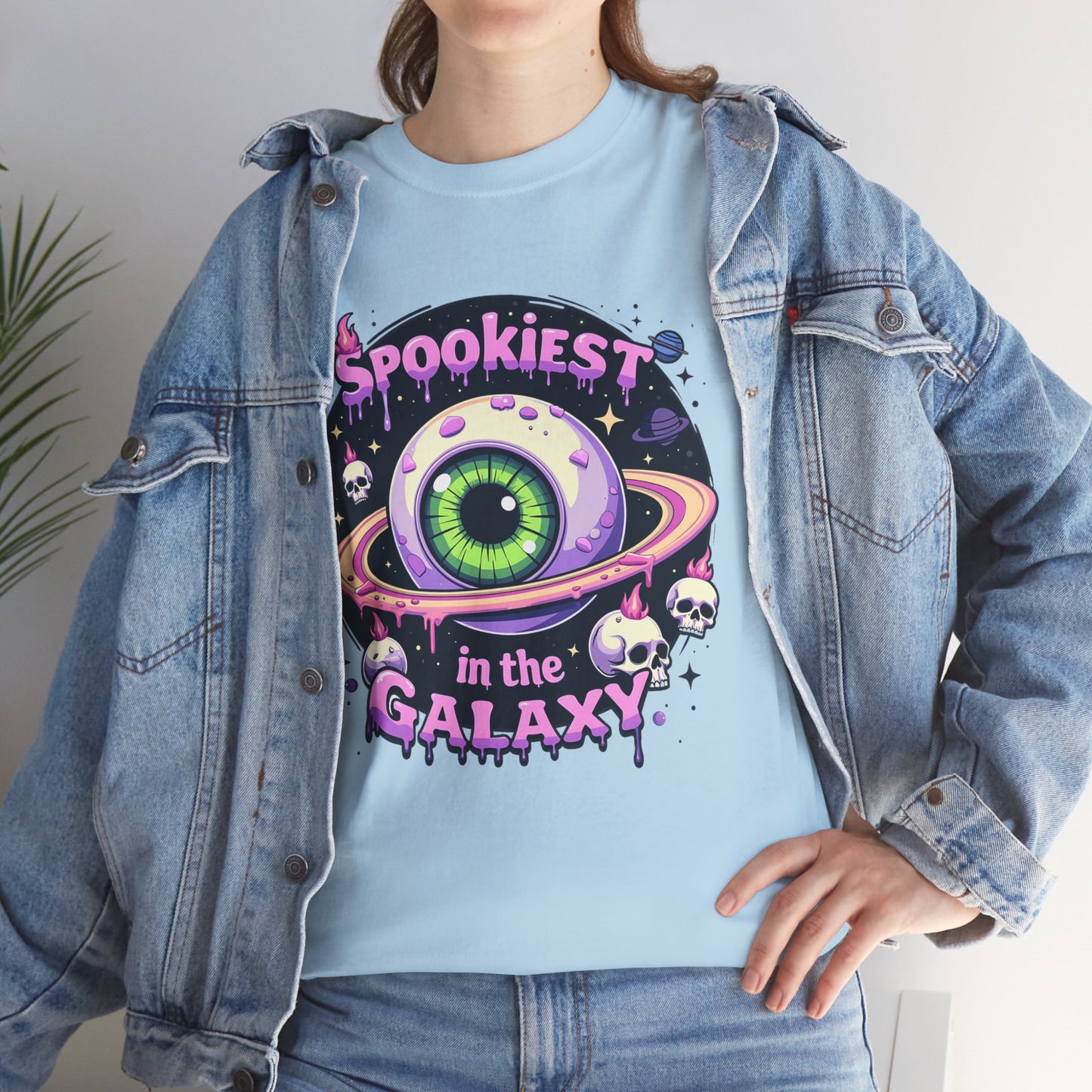 Spookiest in the Galaxy, Eyeball Planet and Skulls Design - Unisex T-shirt