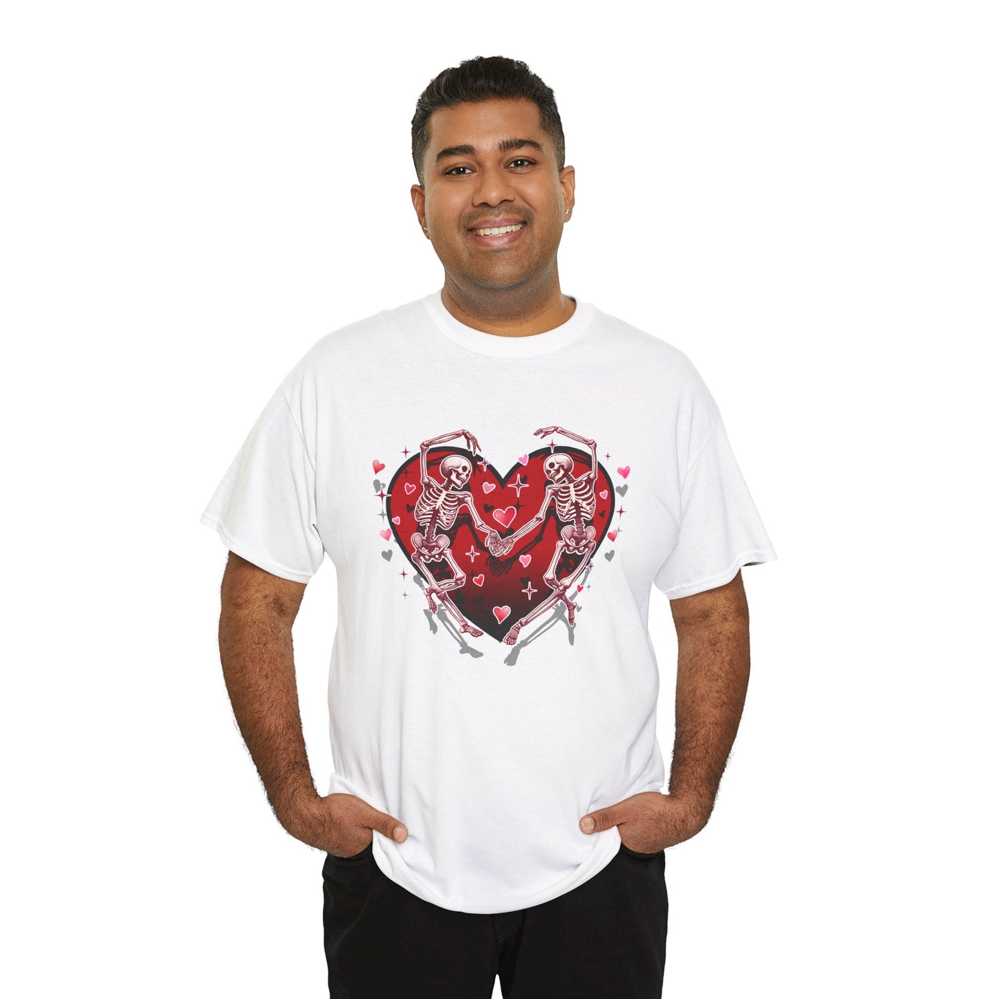 Skeleton Lovers Heart Graphic - Unisex Heavy Cotton T-shirt