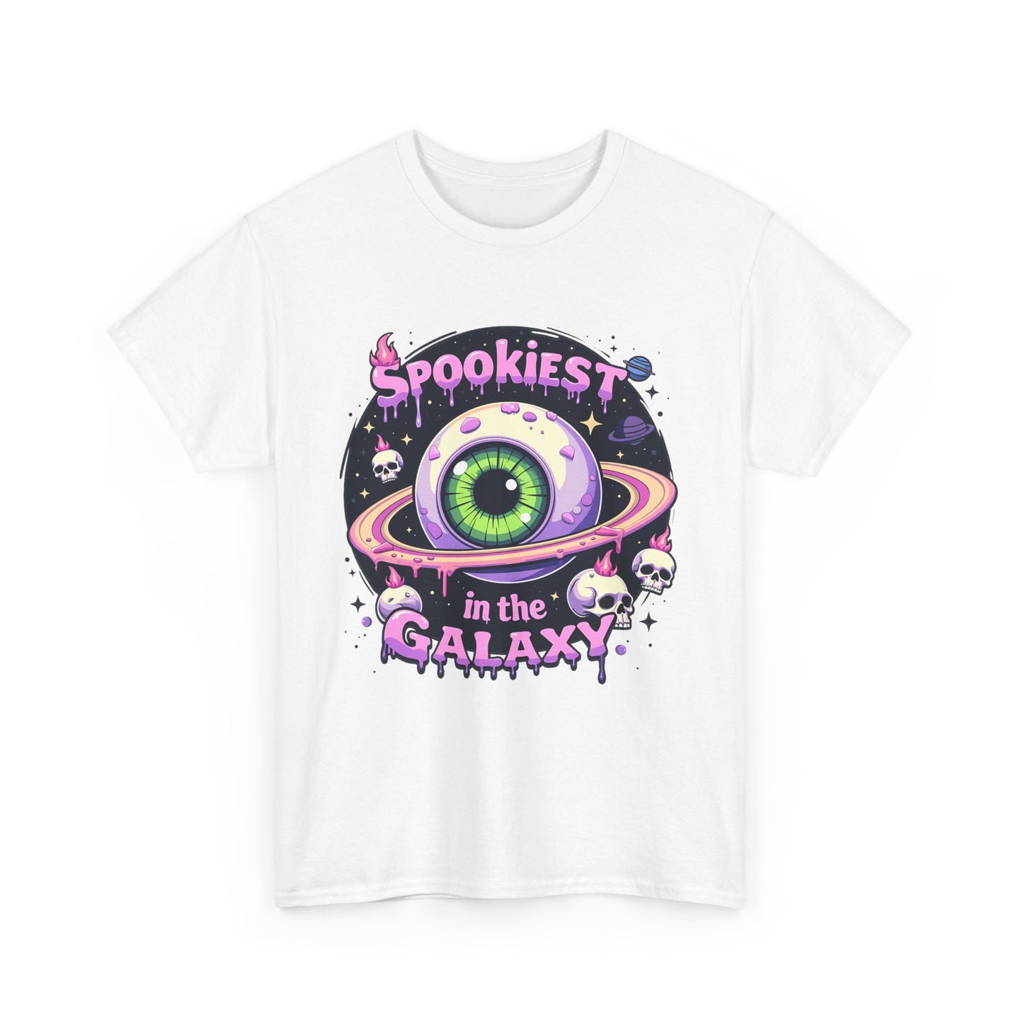 Spookiest in the Galaxy, Eyeball Planet and Skulls Design - Unisex T-shirt