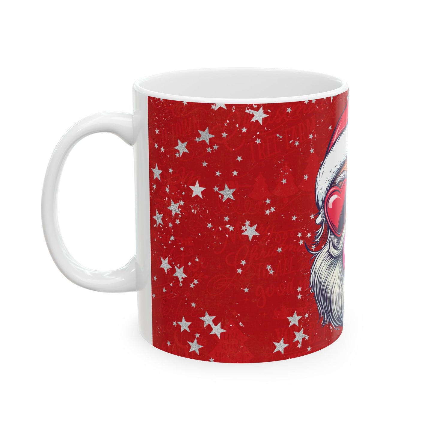 Retro Bubblegum Santa(white) - Ceramic Mug, (11oz, 15oz)