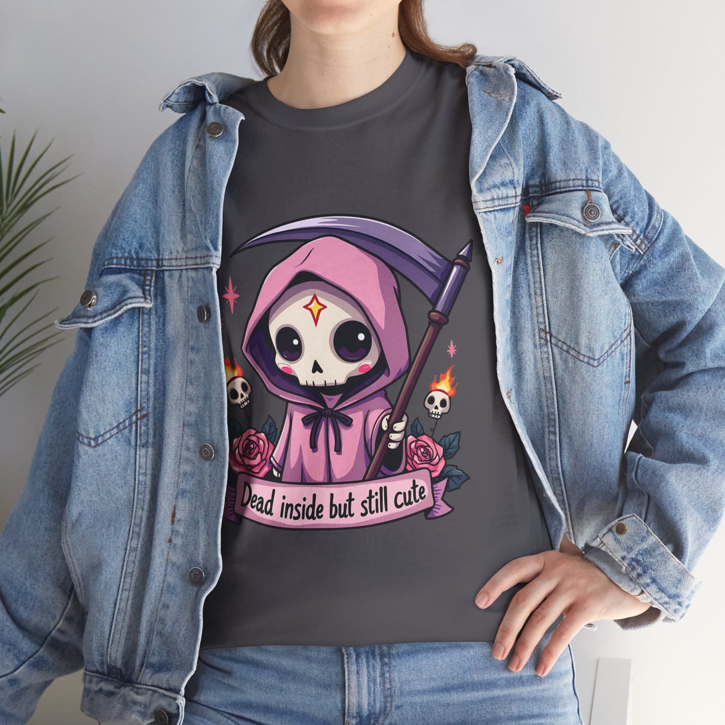 Dead Inside But Still Cute, Little Grim Design - Unisex Heavy Cotton Tee