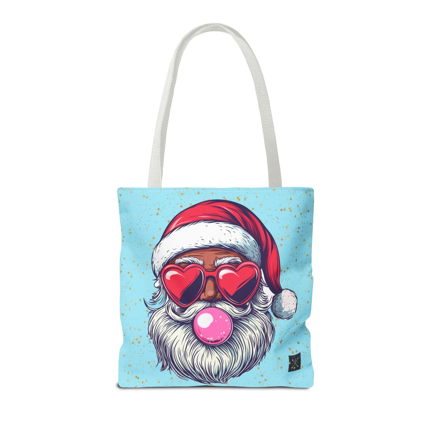 Retro Bubblegum Black Santa (light blue) - Tote Bag (AOP)