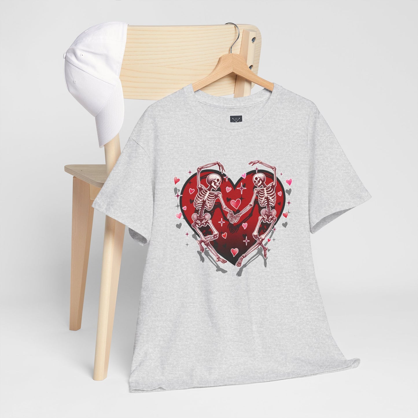 Skeleton Lovers Heart Graphic - Unisex Heavy Cotton T-shirt