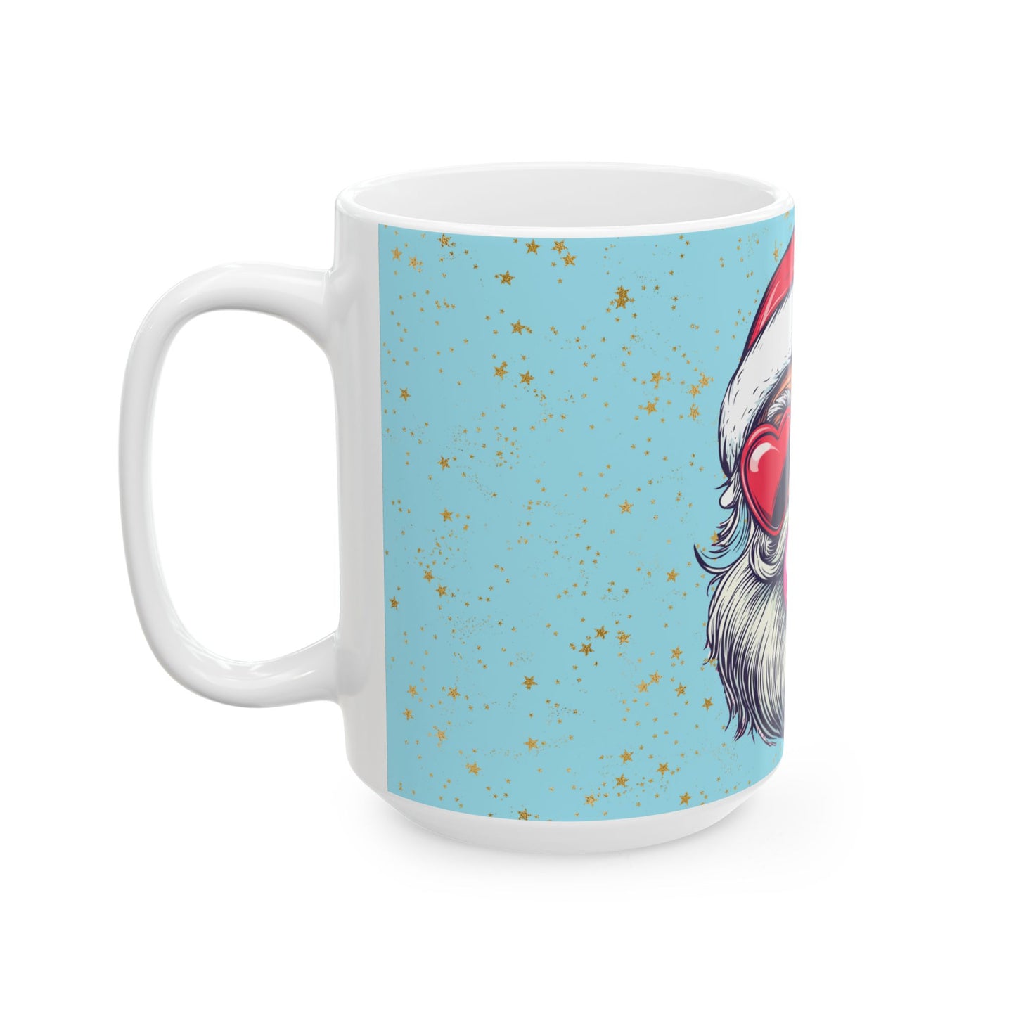 Retro Bubblegum Santa (light blue) - Ceramic Mug, (11oz, 15oz)