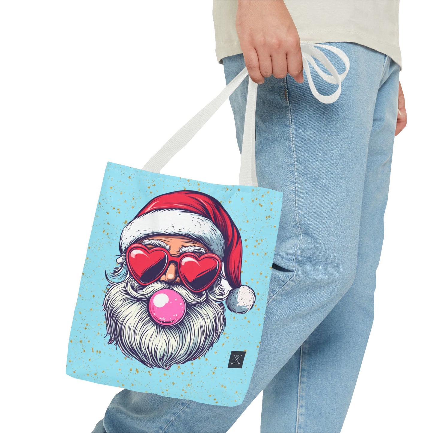 Retro Bubblegum Santa (light blue) - Tote Bag (AOP)