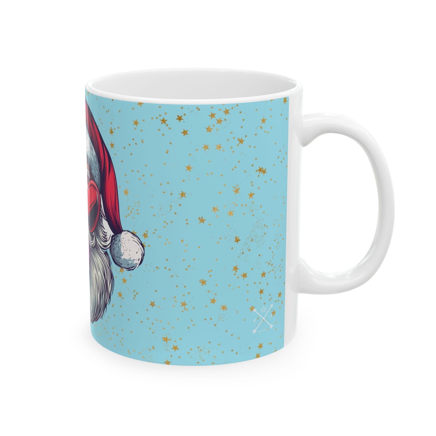 Retro Bubblegum Santa (light blue) - Ceramic Mug, (11oz, 15oz)