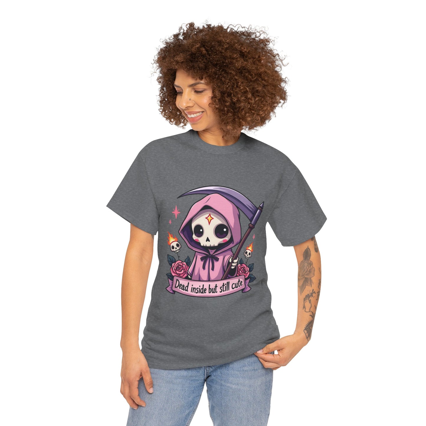 Dead Inside But Still Cute, Little Grim Design - Unisex Heavy Cotton Tee