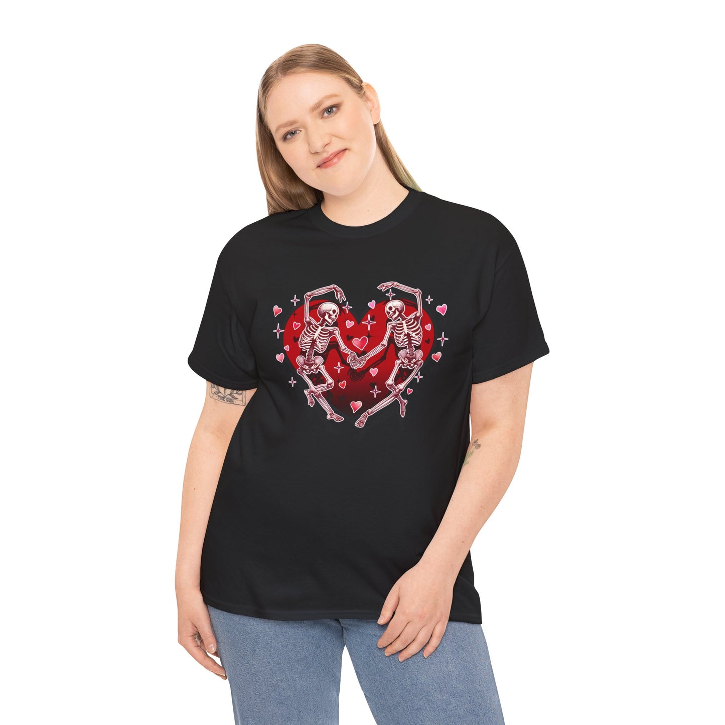 Skeleton Lovers Heart Graphic - Unisex Heavy Cotton T-shirt