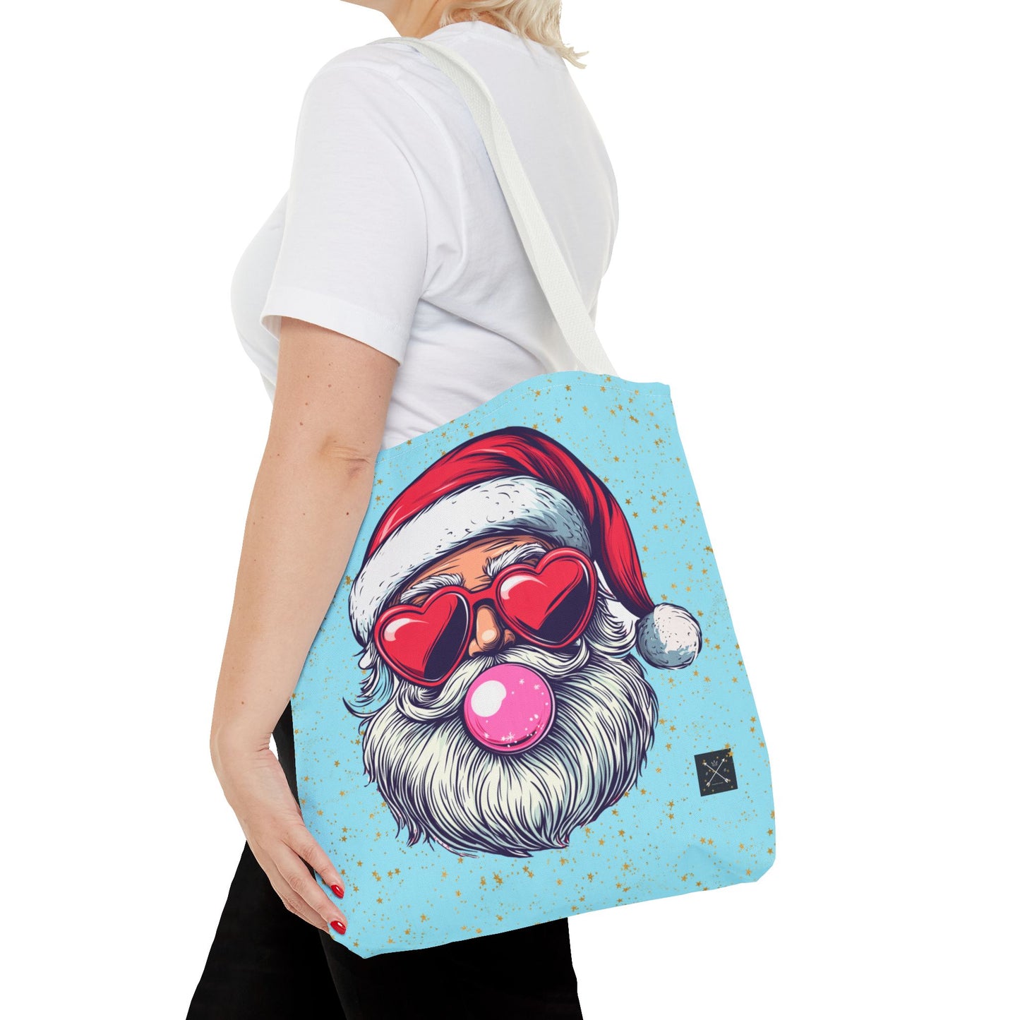 Retro Bubblegum Santa (light blue) - Tote Bag (AOP)