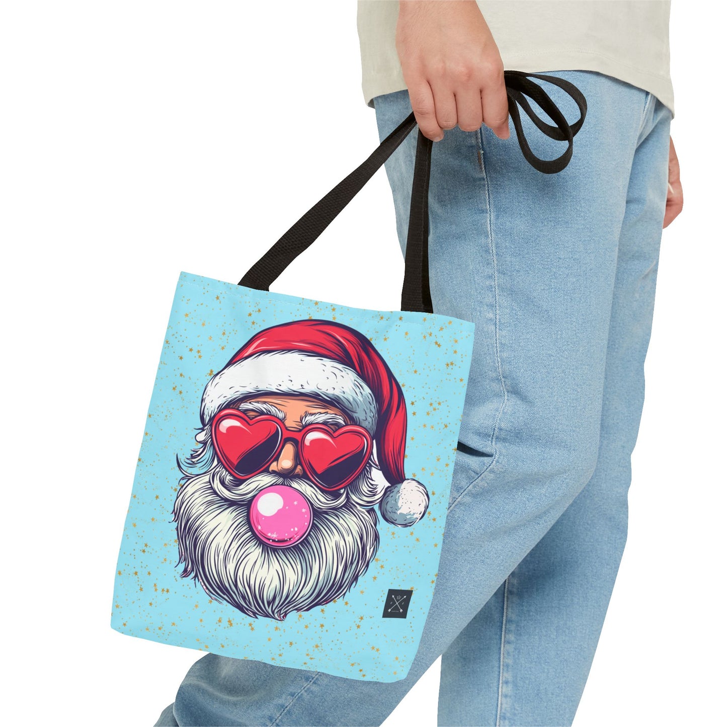 Retro Bubblegum Santa (light blue) - Tote Bag (AOP)