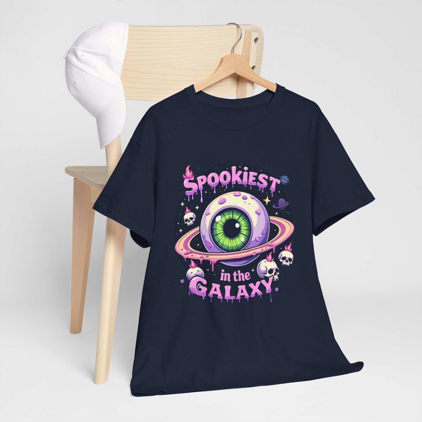 Spookiest in the Galaxy, Eyeball Planet and Skulls Design - Unisex T-shirt