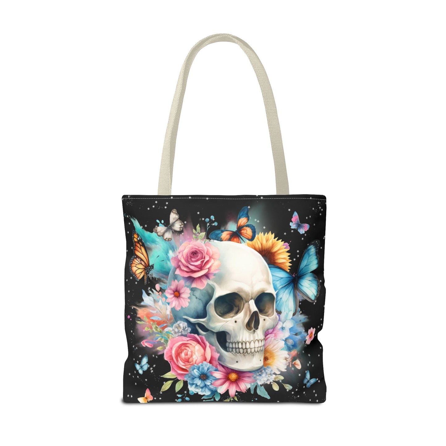 Watercolor Skull and Butterflies - Tote Bag (AOP)