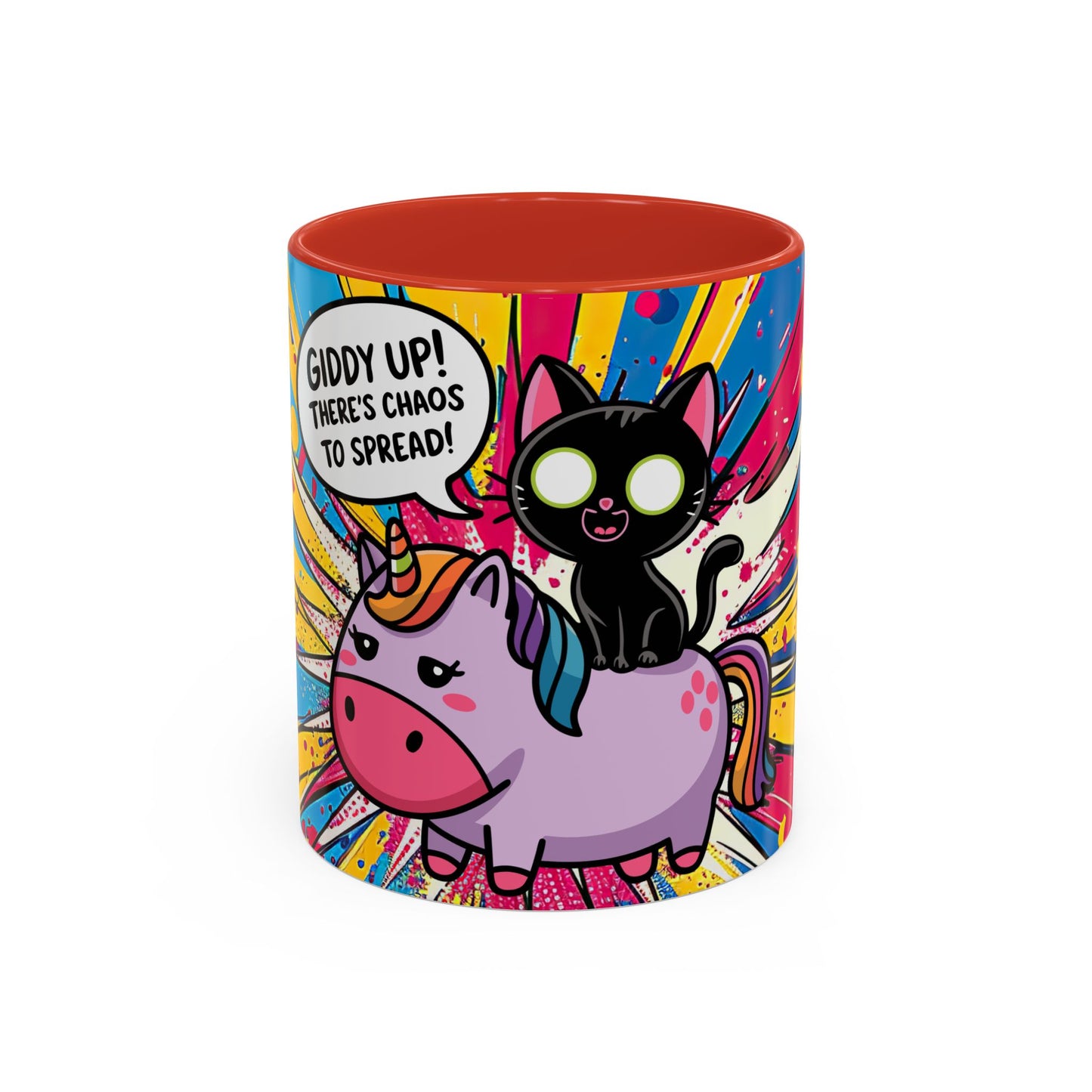 Giddy Up There's Chaos To Spread, Unicorn Cat Design - (11oz or 15oz) Coffee Mug