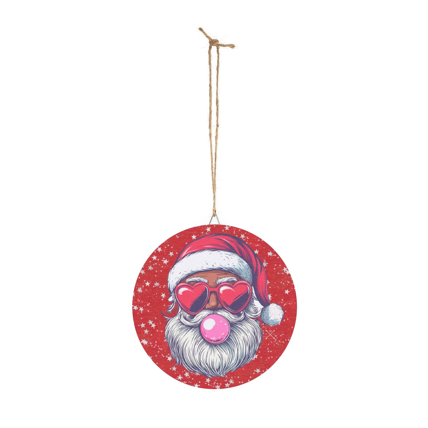 Christmas Wood Sign - Retro Black Bubblegum Santa