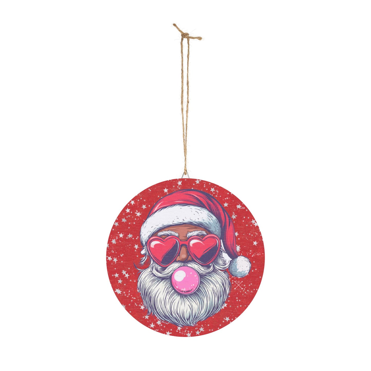 Christmas Wood Sign - Retro Black Bubblegum Santa