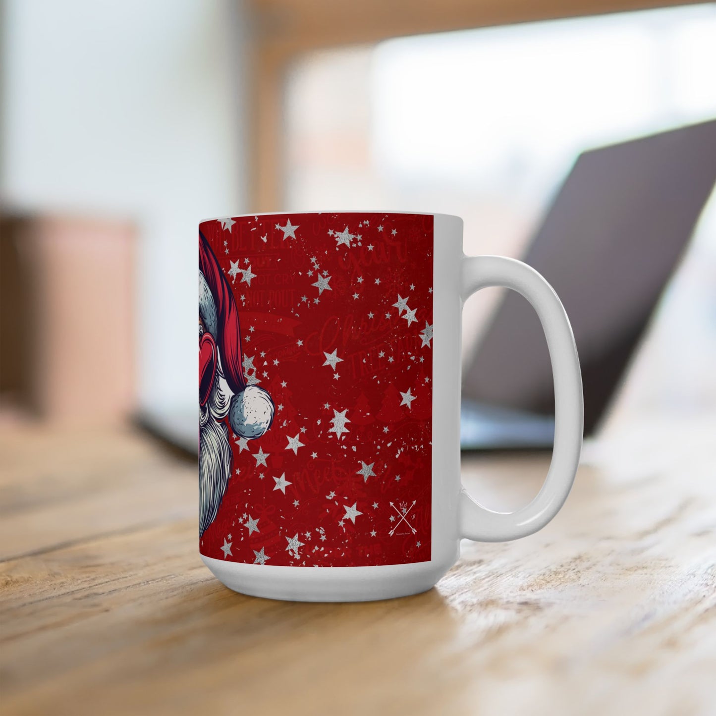 Retro Bubblegum Santa(white) - Ceramic Mug, (11oz, 15oz)