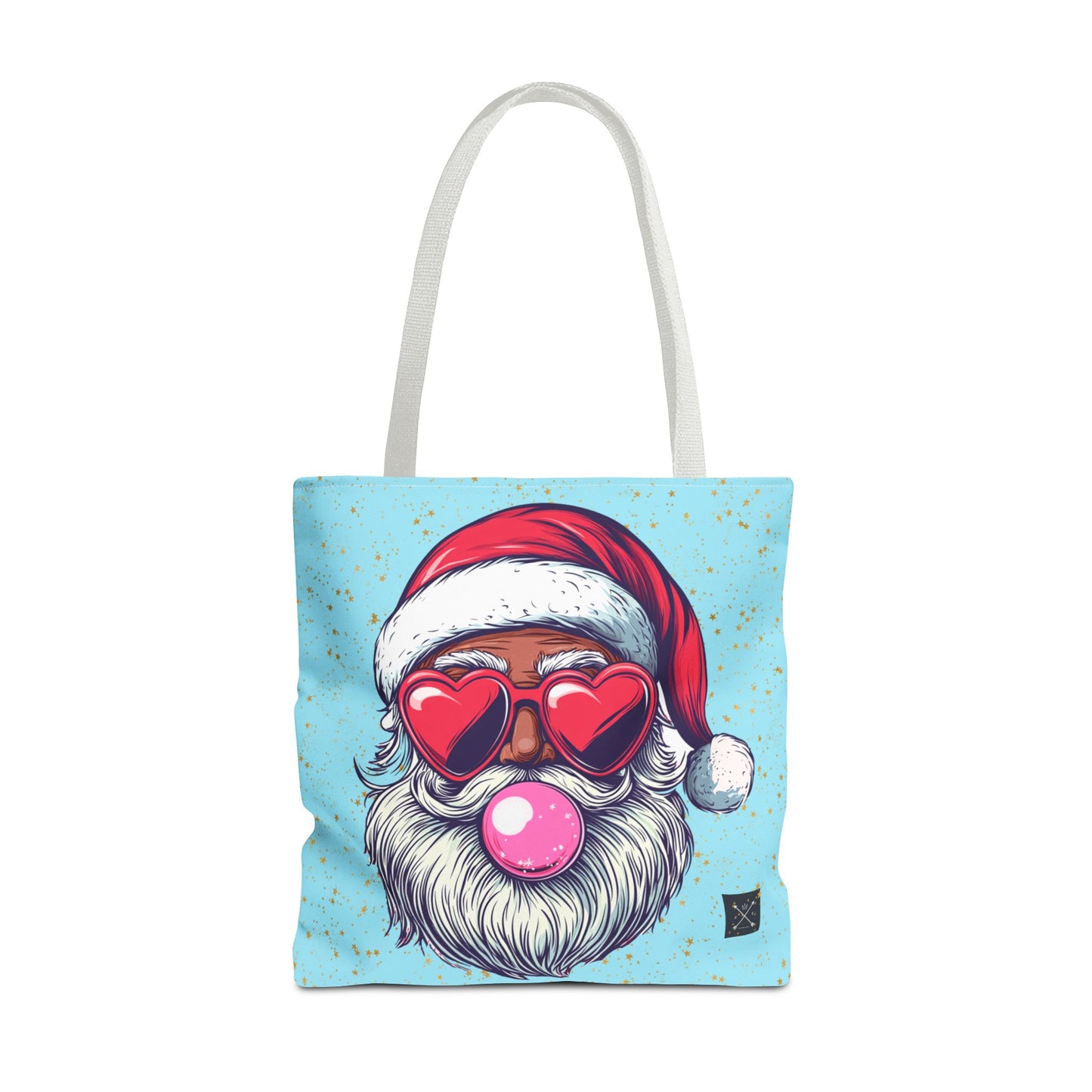 Retro Bubblegum Black Santa (light blue) - Tote Bag (AOP)