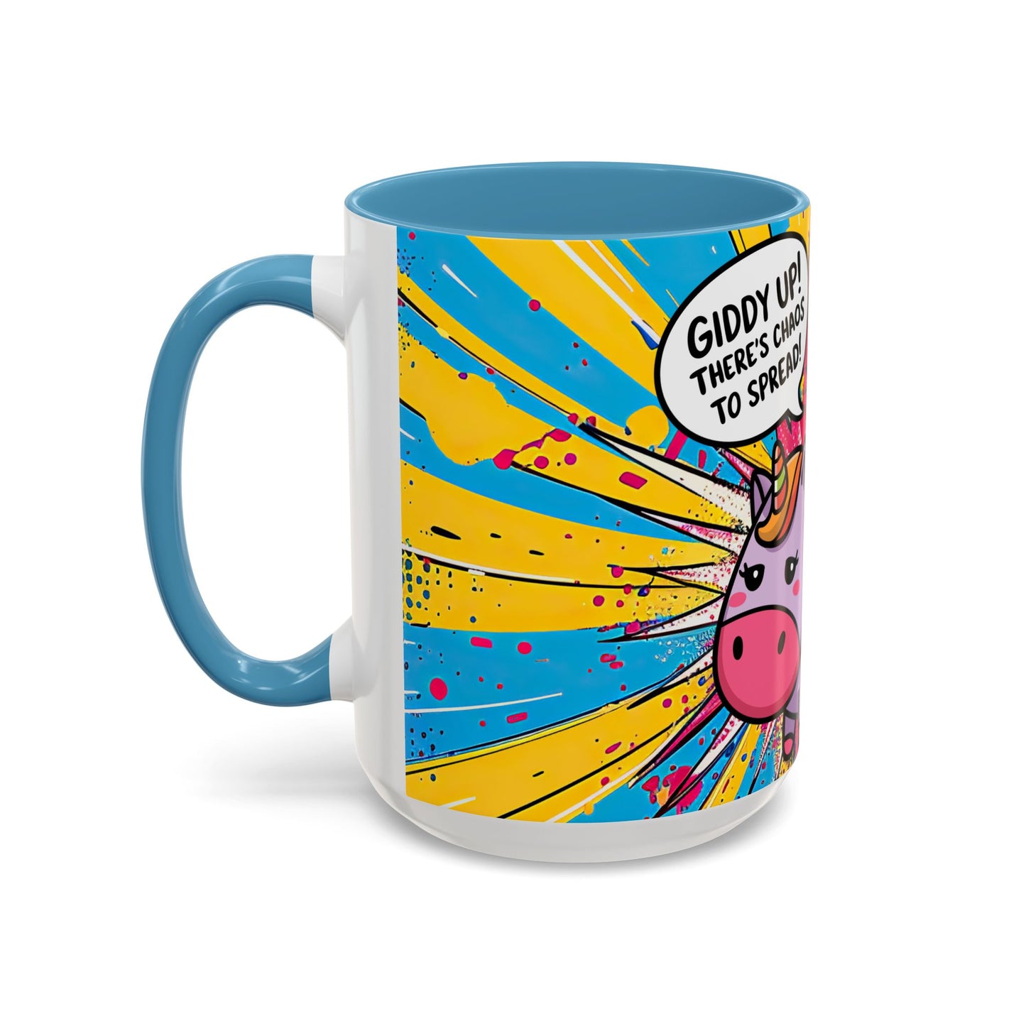 Giddy Up There's Chaos To Spread, Unicorn Cat Design - (11oz or 15oz) Coffee Mug