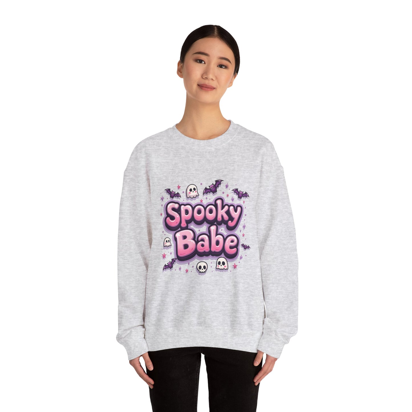 Spooky Babe Bats and Ghosts Design - Unisex Heavy Blend Sweatshirt