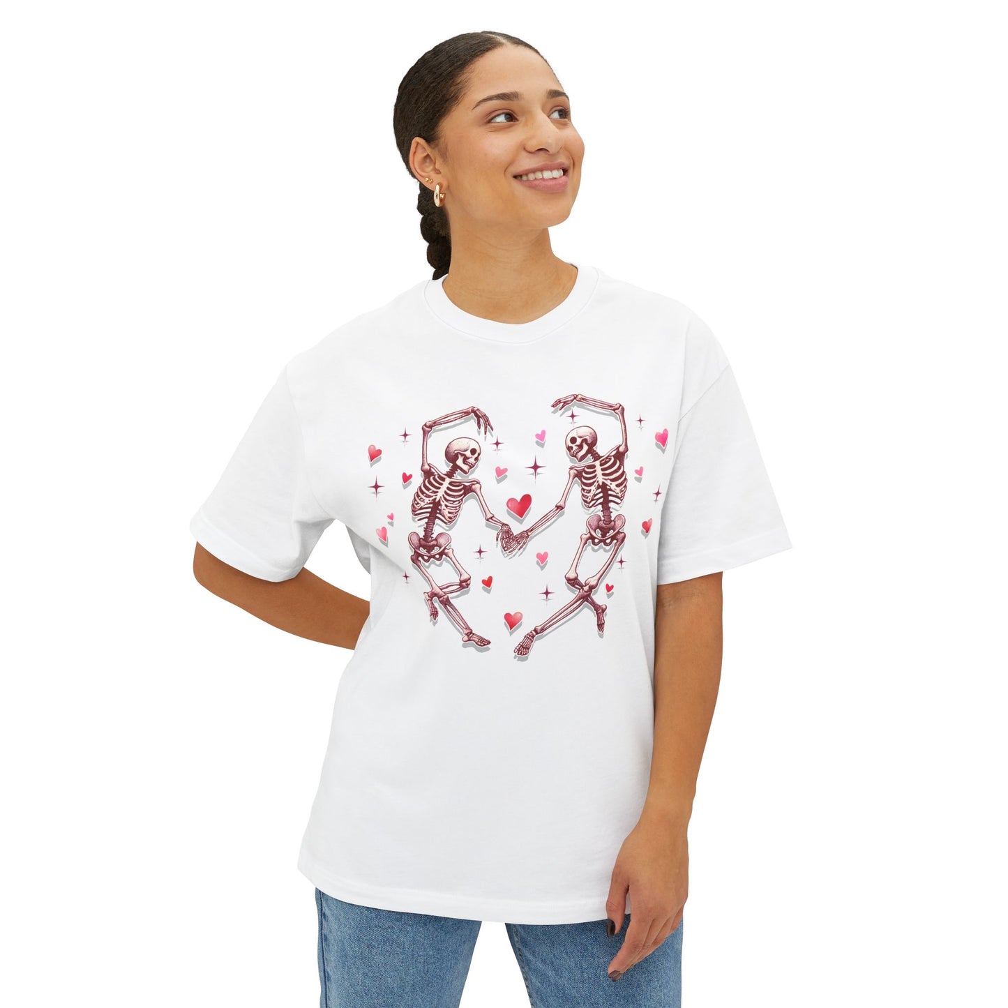 Skeleton Heart Lovers - Unisex Oversized Boxy T-shirt