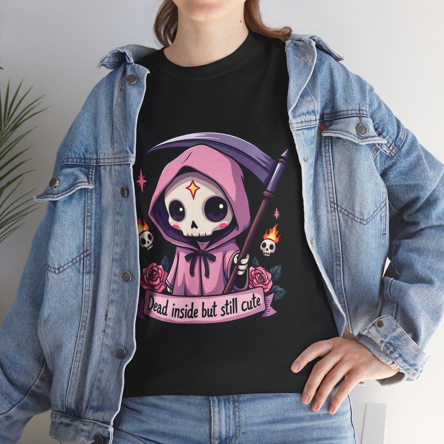 Dead Inside But Still Cute, Little Grim Design - Unisex Heavy Cotton Tee