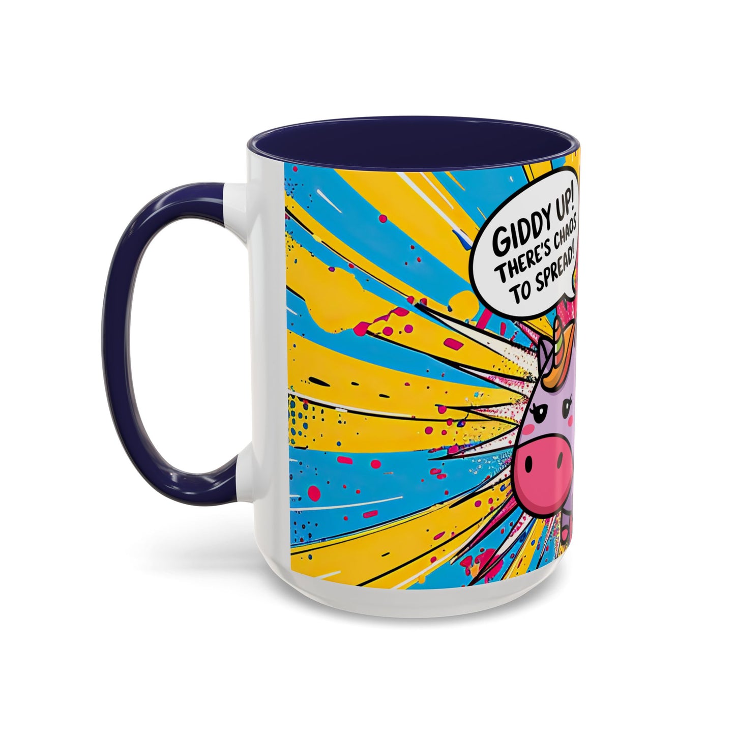 Giddy Up There's Chaos To Spread, Unicorn Cat Design - (11oz or 15oz) Coffee Mug